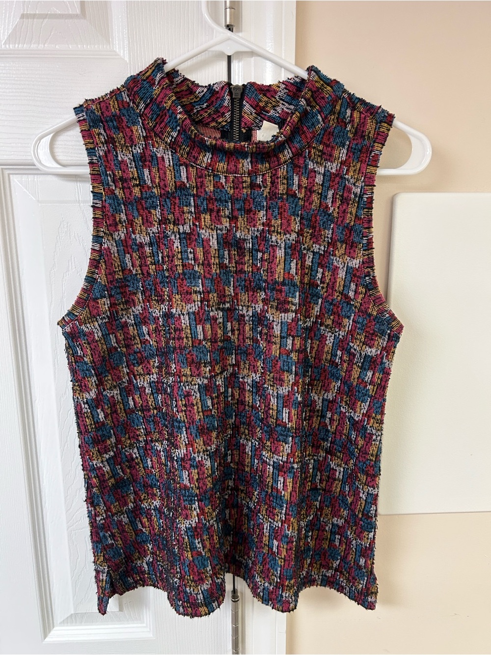 Anthropologie Akemi + Kin Multicolor Tweed Knit Mock Neck Sleeveless Top Medium